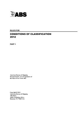 ABS. Rules for conditions of classification 2012 Part 1
