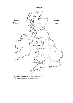 Карта Великобритании. Водные ресурсы