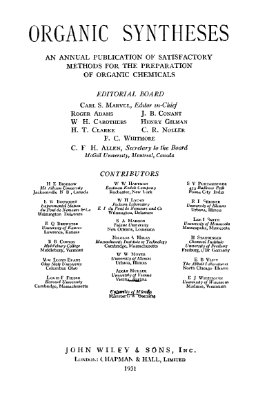 Organic syntheses. Vol. 11, 1931
