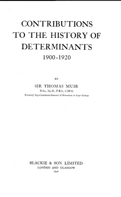 Muir T. Theory of Determinants. Volume 5
