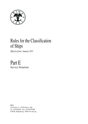 RINA. Rules for the Classification of Ships. Part E Service notations