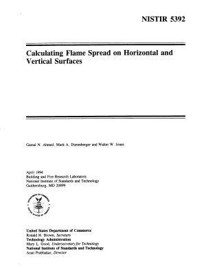 NISTIR 5392 Calculating flame spread horizontal and vertical surfaces