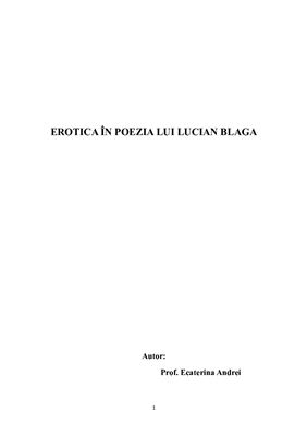 Andrei E. Erotica în poezia lui Lucian Blaga