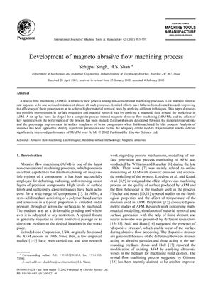 Singh S., Shan H.S. Development of magneto abrasive flow machining process