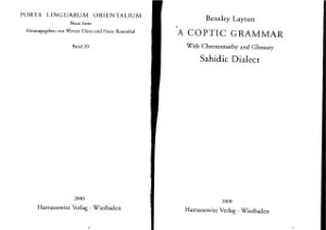 Layton B.A Coptic grammar With Chrestomathy and Glossary Sahidic Dialect