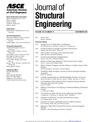 Journal of Structural Engineering 2003 №11