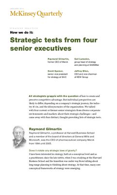 McKinsey. Strategic tests from four senior executives. January 2011