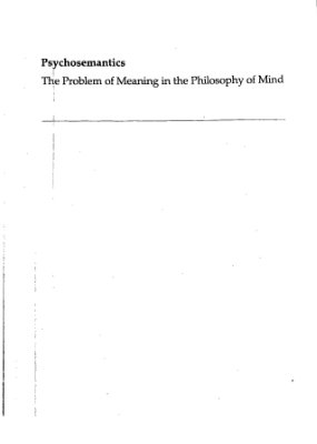 Fodor J.A. Psychosemantics. The Problem of Meaning in the Philosophy of Mind