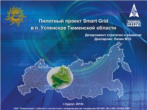 Пилотный проект Smart Grid в п. Успенское Тюменской области