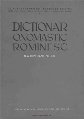 Constantinescu Nicolae. Dicţionar onomastic românesc