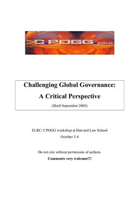 Challenging Global Governance: A Critical Perspective