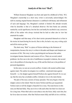 Analysis of the text Red William Somerset Maugham