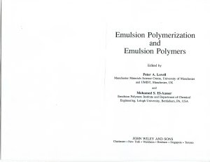 Lovell P.A., El-Aasser M.S. (ed.) Emulsion Polymerization and Emulsion Polymers