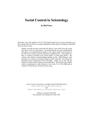 Penny Bob. Social Control in Scientology
