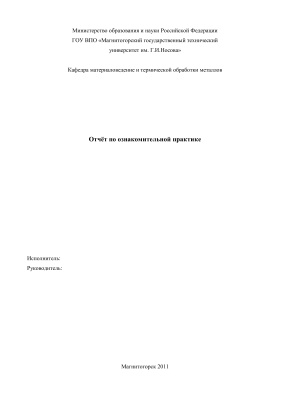 Отчет по ознакомительной практике на ММК в г. Магнитогорск