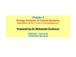 Guidoum M. Energy Analysis of Closed Systems