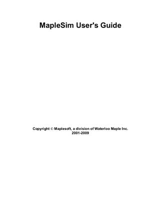 Maplesoft. MapleSim User's Guide