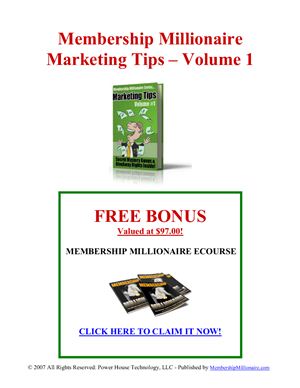 Gislason J., Hodgkinson S. Membership Millionaire Marketing Tips - Volume 1