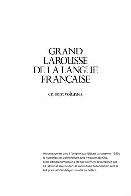 Gilbert L.(ред.), Lagane R.(ред.), Niobey G.(ред.), Grand Larousse de la langue française. Tom 3 (ES-INC)