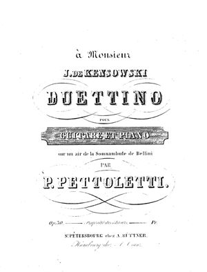 Pettoletti P. Duettino pour guitare et piano