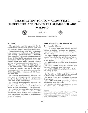 AWS A5.23/A5.23M-97/ASME SFA-5.23 Specification for Low-Alloy Steel Electrodes and Fluxes for Submerged Arc Welding (Eng)