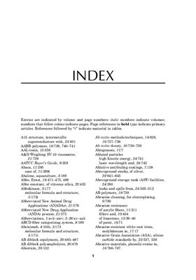 Kirk-Othmer Encyclopedia of Chemical Technology - Index