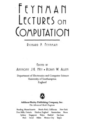 Feynman R.P. Feynman lectures on computation