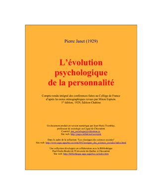 Janet Pierre L’évolution psychologique de la personnalité