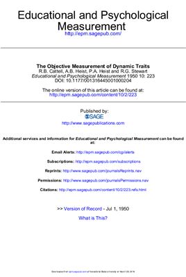 Cattell R.B. et al. The Objective Measurement of Dynamic Traits