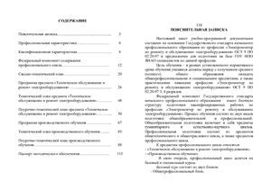 Шабанова Т.Н. Учебно-программная документация по профессии Электромонтер по ремонту и обслуживанию электрооборудования
