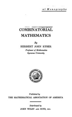 Ryser H.J. Combinatorial Mathematics
