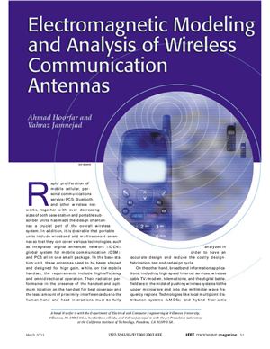 Hoorfar A., Jamnejad V. Electromagnetic Modeling and Analysis of Wireless Communication Antenna
