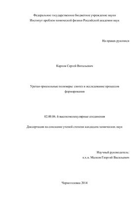 Карпов С.В. Уретан-триазольные полимеры: синтез и исследование процессов формирования