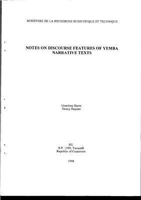 Harro G., Haynes N. Notes on Discourse Features of Yemba Narrative Texts