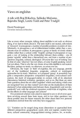 Prendergast David. Views on Englishes: A talk with Braj B.Kachru, Salikoko Mufwene, Rajendra Singh, Loreto Todd and Peter Trudgill