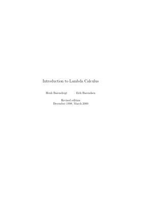 Barendregt H., Barendsen E. Introduction to Lambda Calculus (Введение в лямбда-исчисление)