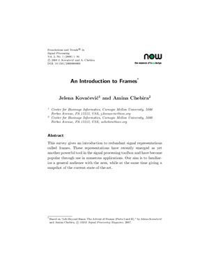 Kovacevic J., Chebira A. An Introduction to Frames
