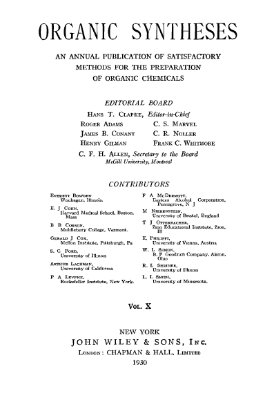 Organic syntheses. Vol. 10, 1930