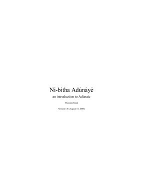 Ренк Т. Ni bitha Adûnâyê. Introduction to Adunaic / Курс адунайского на английском