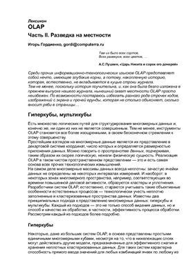 Гордиенко И. OLAP. Онлайновый аналитический процессинг для бизнеса