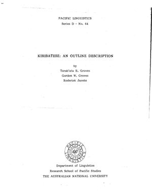 Groves T.R., Groves Gordon W., Jacobs R. Kiribatese: An outline description