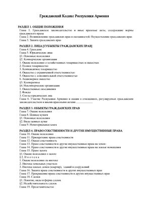 Гражданский Кодекс Армении