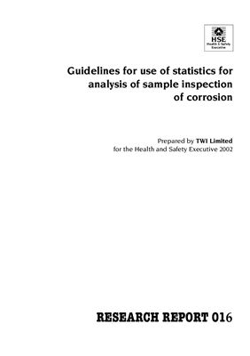 Health and Safety Executive. Guidelines for use of statistics for analysis of sample inspection of corrosion