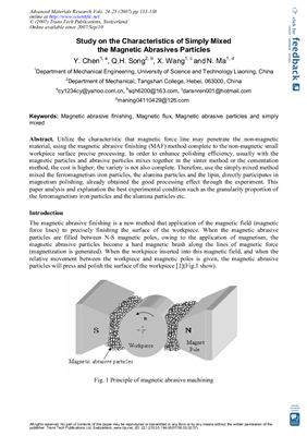 Chen Y., Song Q.H., Wang X., Ma N. Study on the Characteristics of Simply Mixed the Magnetic Abrasive Particles