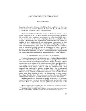 Dworkin R. Hart and the Concepts of Law