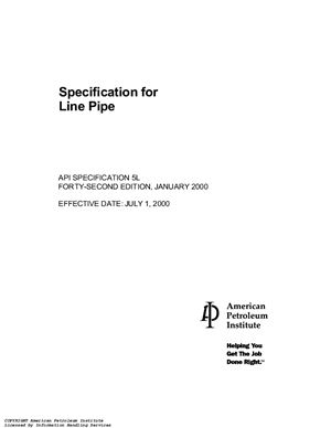 API Spec 5L-2000 Specification for Line Pipe