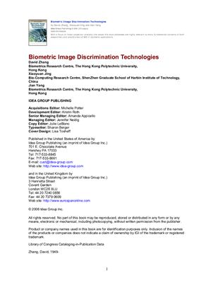 Zhang D., Jing X., Yang, J. Biometric Image Discrimination Technologies