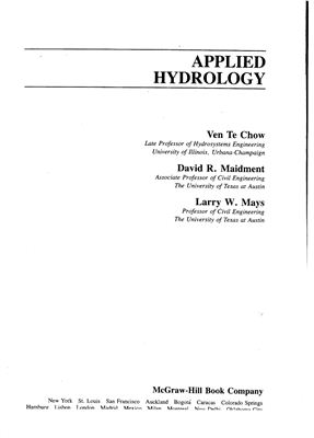 Applied Hydrology/CHOW