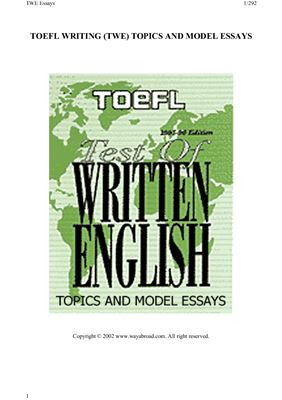 TOEFL Writing (TWE). Topics and Model Essays