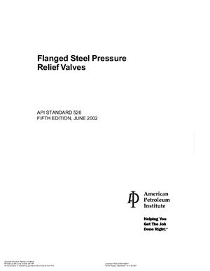 API Std 526-2002 Flanged Steel Pressure Relief Valves